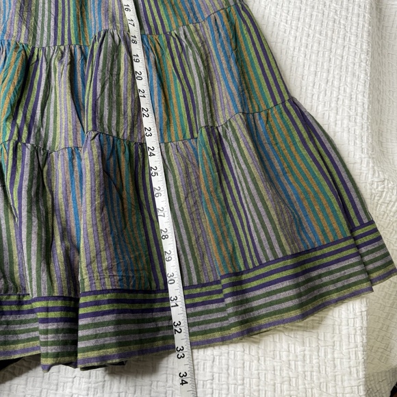 Vintage Suttles and Seawinds Tiered Striped Midi Skirt Sz M (Waist 28) Cotton - Picture 8 of 12